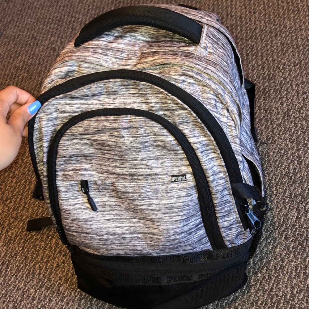 Pink backpack.